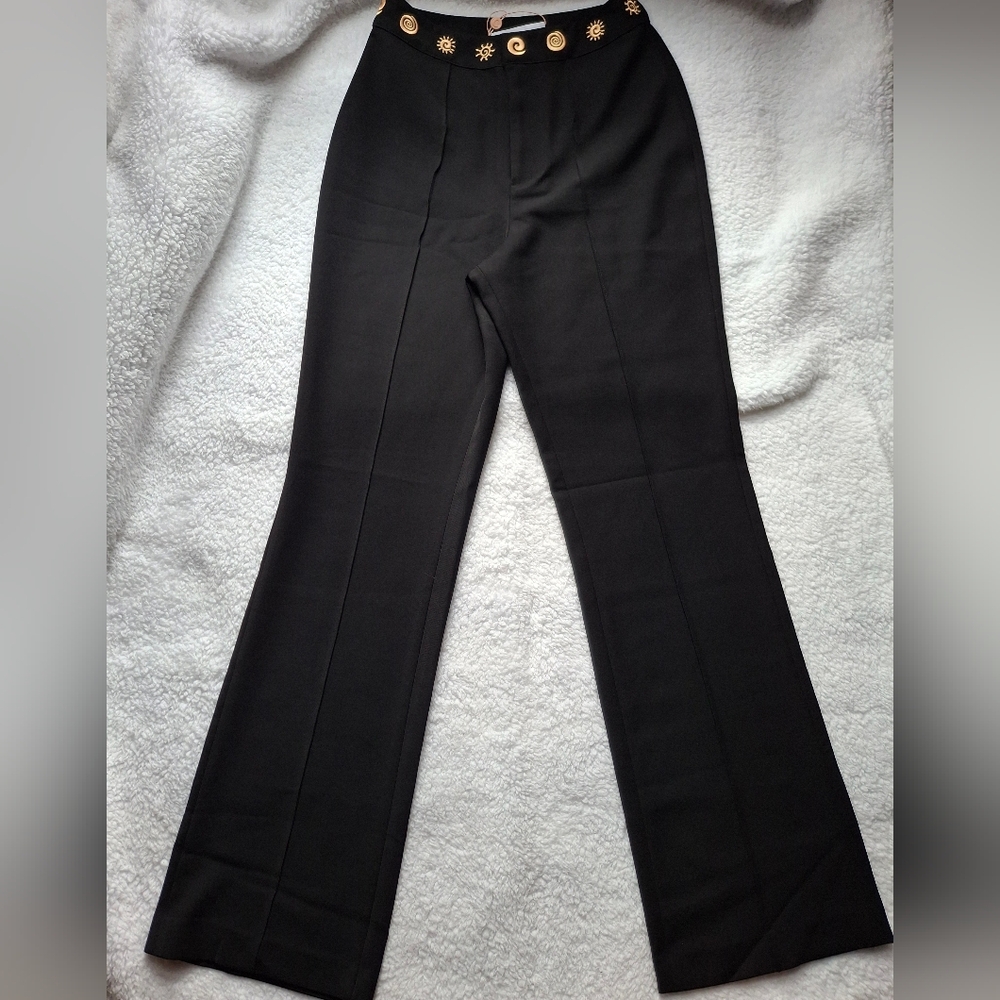 The Wolf Gang Irida Bootcut Pants Black with Gold Accents- Size 2 NWT